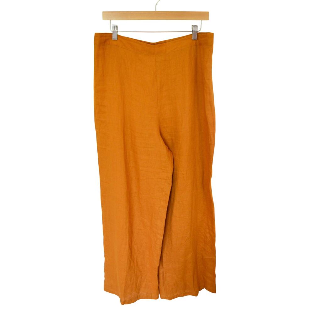 Magaschoni Linen Pants Wide Leg Mustard Size X Large
